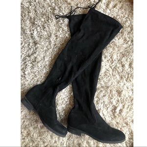 Knee High Black Suede Boots